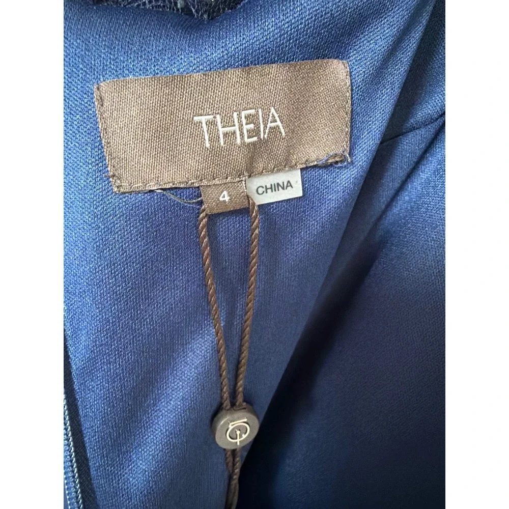 Theia Louella Pearl Shawl Gown Navy Embellished Evening Dress NWT Size 4 - Picture 5 of 8